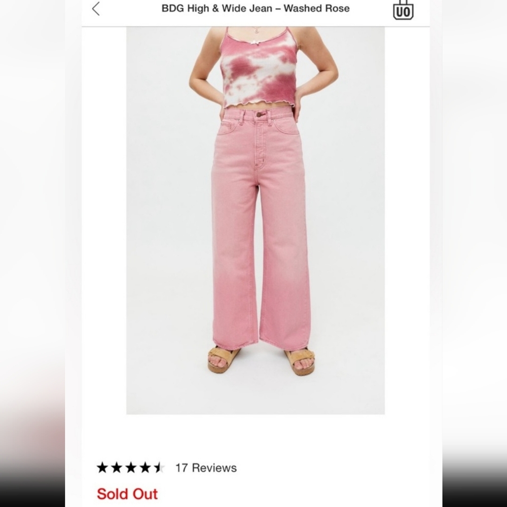 BDG High & Wide Jeans — Washed Rose Pink